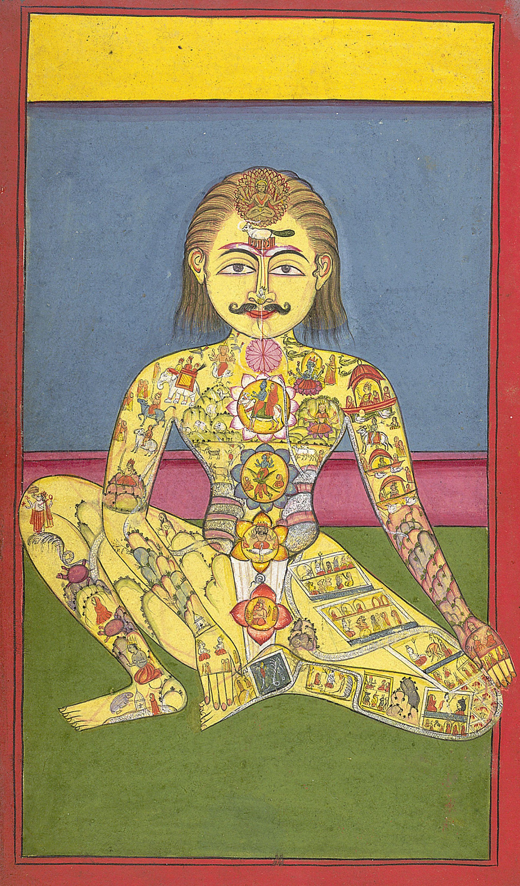 Sapta Chakra, from a Yoga manuscipt in Braj Bhasa lanaguage with 118 pages. 1899.