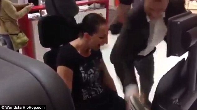 The unidentified woman screams in agony as her leg bone snaps. She was using a leg press machine at the gym, in which she was pushing away weights with her leg muscles