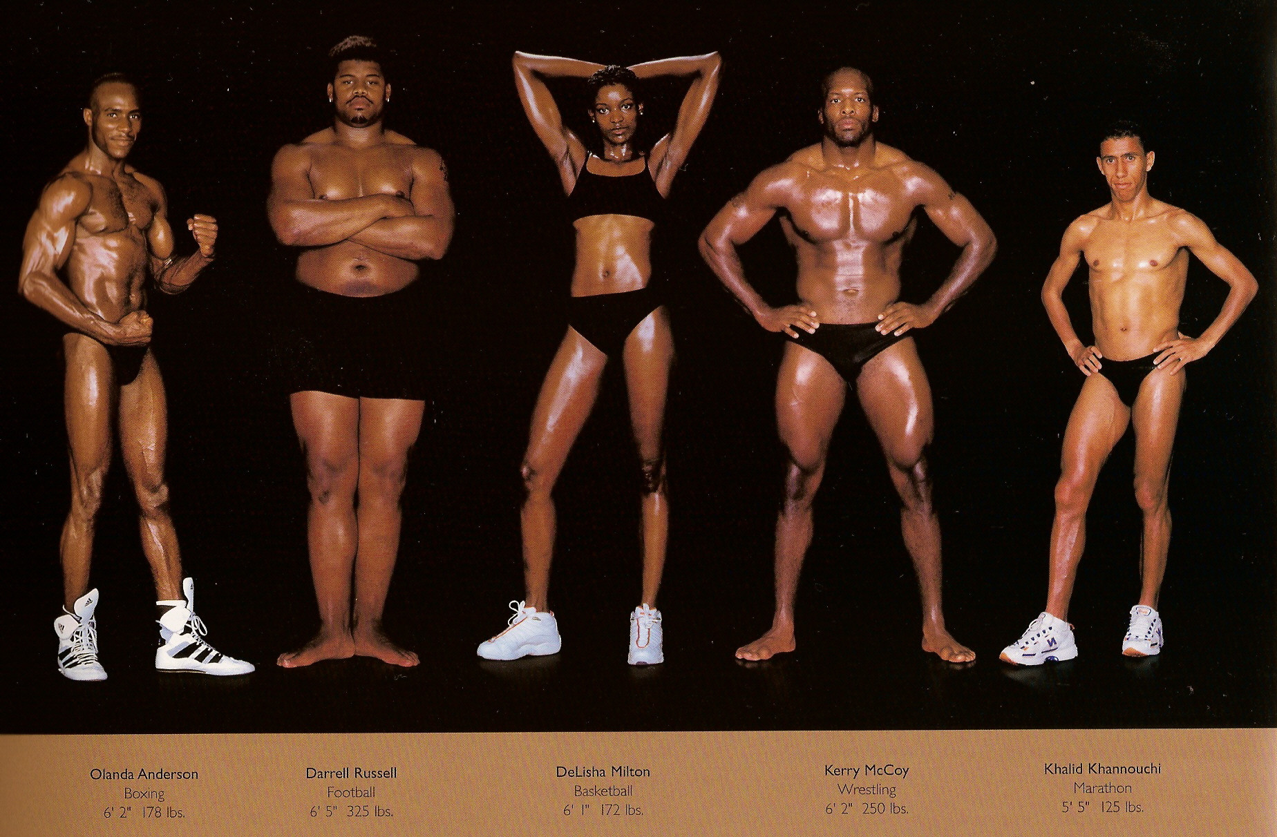 Howard Schatz / слева направо: бокс, футбол, баскетбол, реслинг, марафоны.