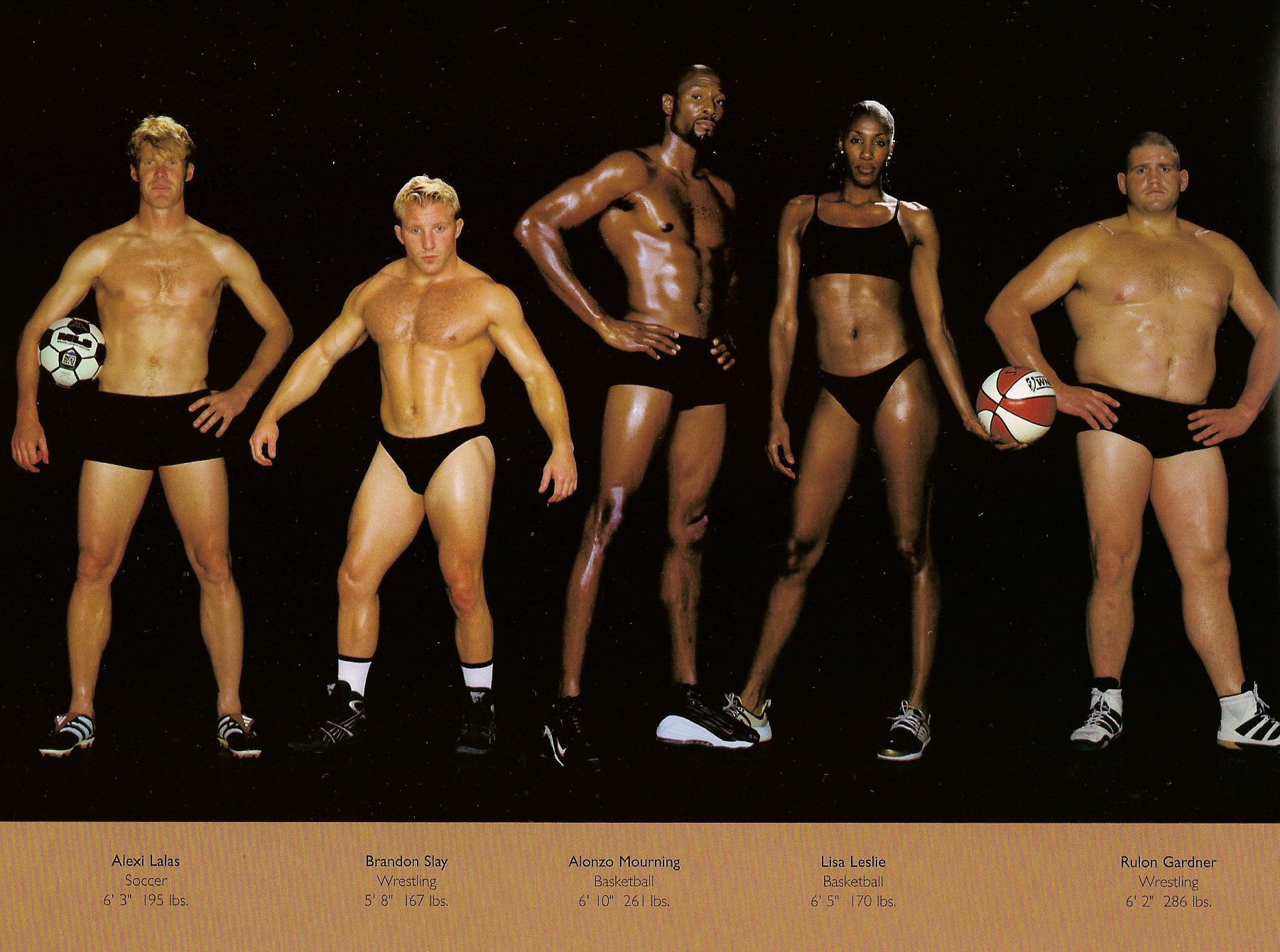 Howard Schatz / слева направо: футбол, реслинг, баскетбол, тоже баскетбол, реслинг.