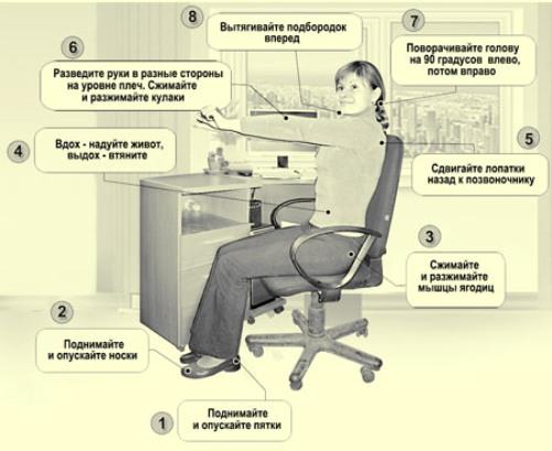 Упражнения сидя за рабочим столом. 8 простых упражнений, которые можно выполнять за рабочим столом